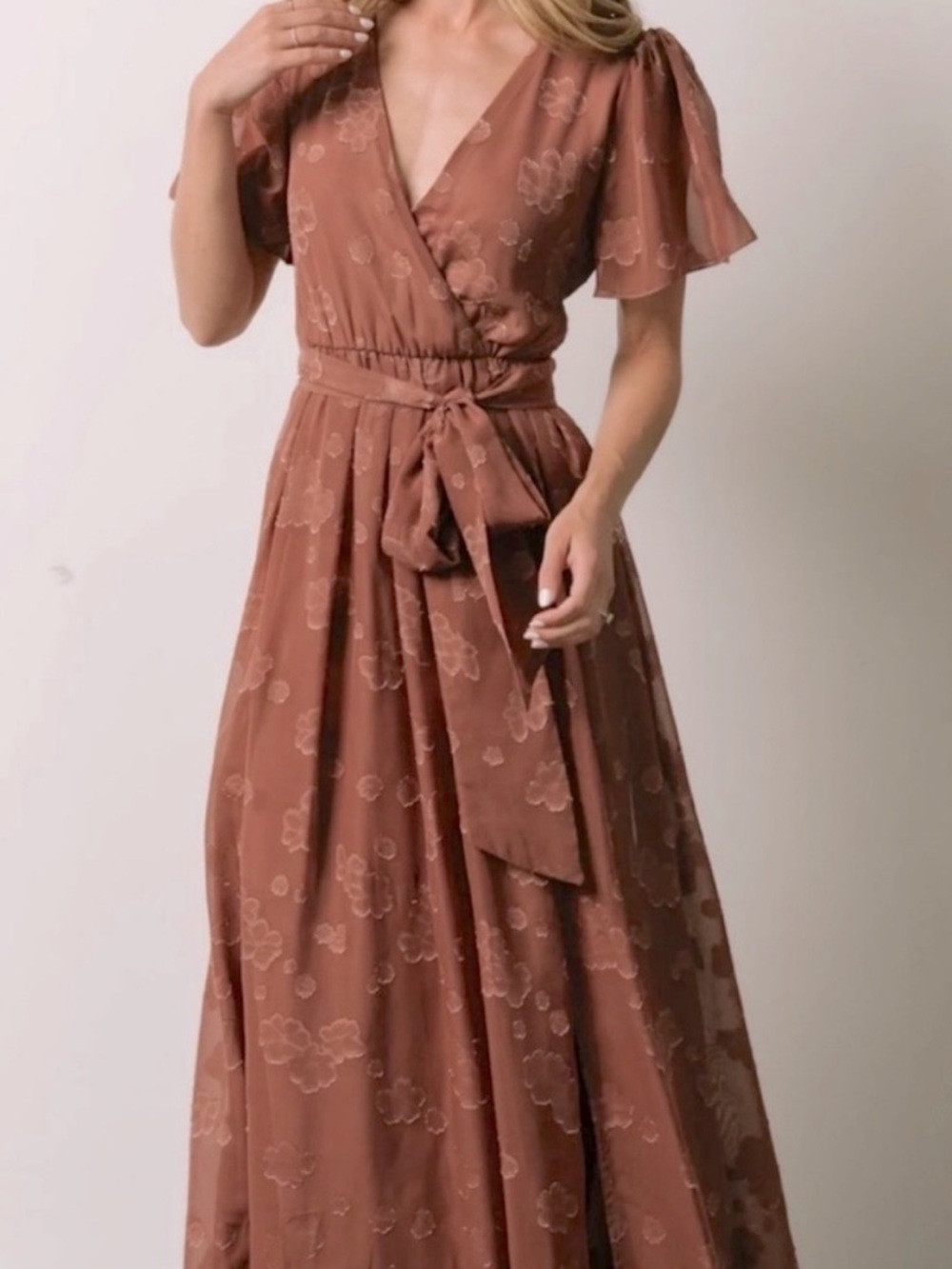 Baltic Born Rose Mauve Faye Floral Maxi Dress Size Medium Bridesmaid Wedding